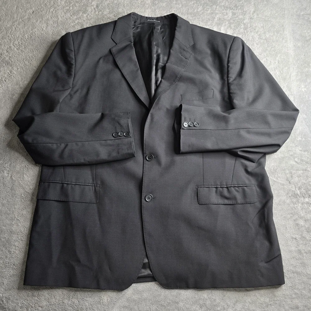 Louis Vuitton Uniformes Blazer Mens 62 Black Wool 2-Button Sportscoat Jacket